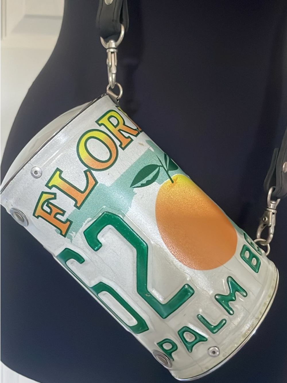 Florida Palm Beach license plate barrel Crossbody bag
